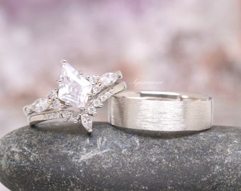 Skye Kite Diamond Ring Couples Ring Set- His and Hers Matching Wedding Bands- 925 Sterling Silver- Wedding Ring Matching Nature Promise Ring