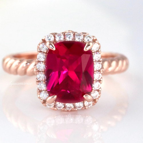 Oval Ruby Ring 14K Rose Gold Vermeil Ring Engagement Promise - Etsy