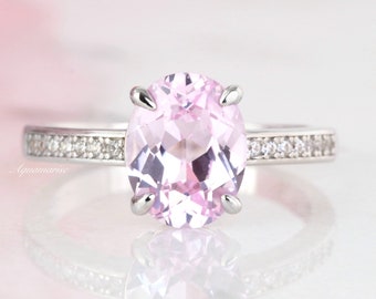 Anillo de zafiro rosa natural Ava- Anillo de plata de ley- Anillo de compromiso- Anillo de promesa- Zafiro genuino- Piedra de nacimiento de septiembre- Regalo para ella