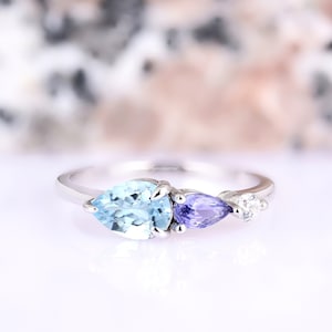 Tanzanite and aquamarine hot sale ring