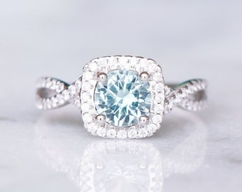 Aquamarine Ring- Sterling Silver Ring-  Engagement Promise Ring- Blue Gemstone- March Birthstone -Anniversary Birthday Gift For Her
