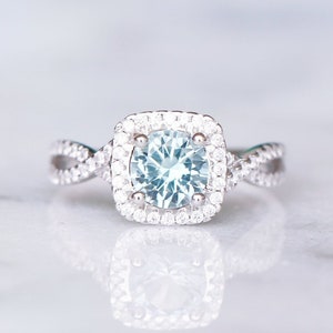Aquamarine Ring- Sterling Silver Ring-  Engagement Promise Ring- Blue Gemstone- March Birthstone -Anniversary Birthday Gift For Her