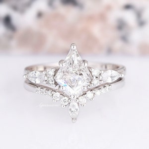 Skye Kite Diamond Ring Set For Woman- 925 Sterling Silver Diamond Engagement Ring- Bridal Ring Set April Birthstone Anniversary Gift For Her