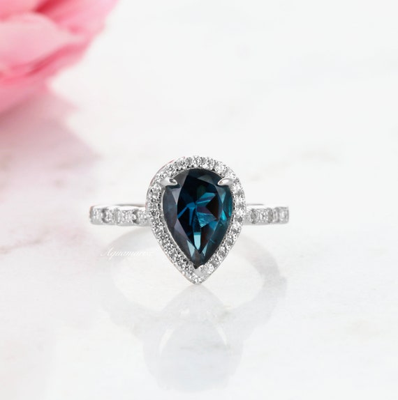 Small Stackable London Blue Topaz Ring Rhodium on Sterling Silver Small Stackable London Blue Topaz Ring Rhodium on Sterling Silver