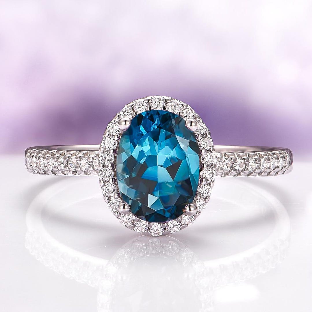 Natural London Blue Topaz Ring in 925 Sterling Silver- Engagement Ring ...