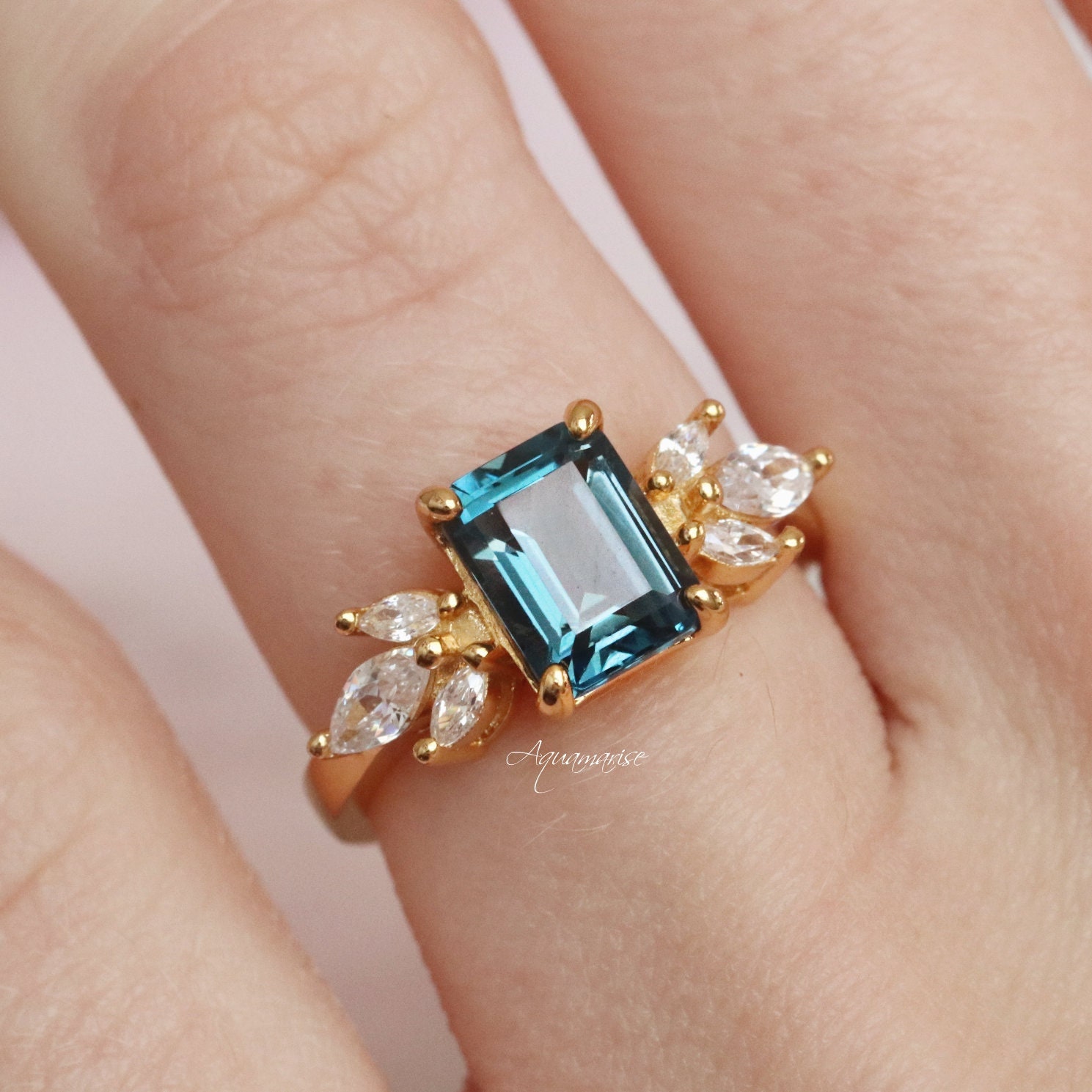 Natural London Blue Topaz Ring 1/3 ct tw Diamonds 10K Yellow Gold | Jared