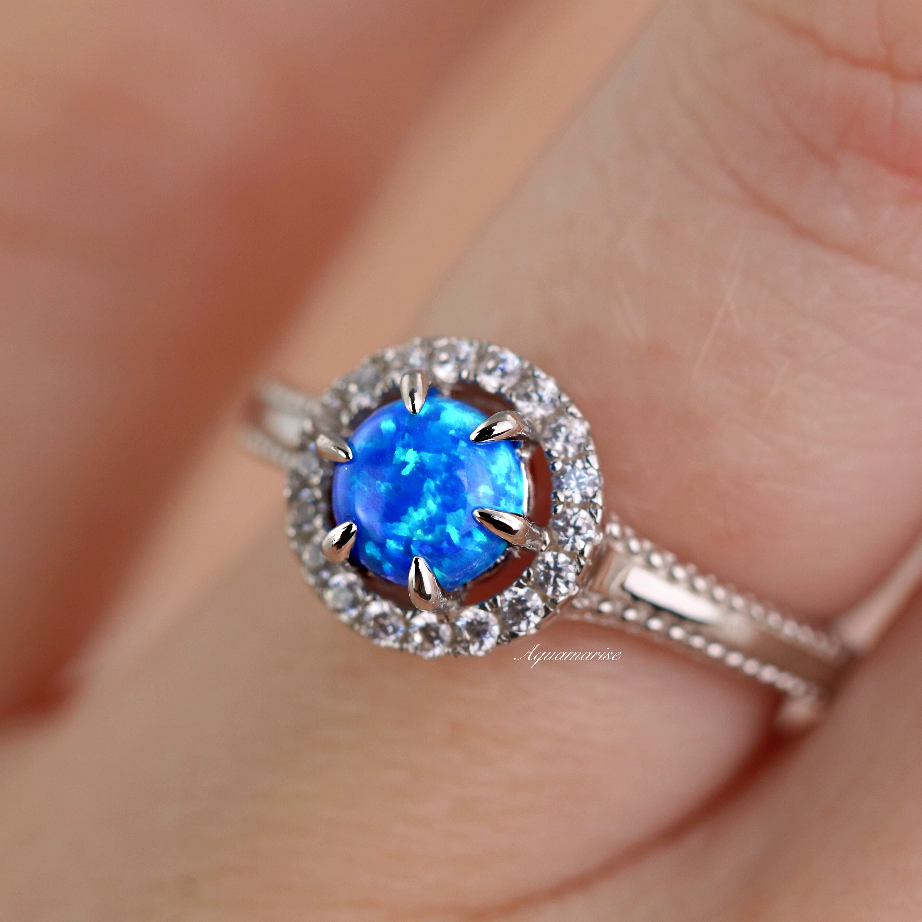 Blue fire opal engagement rings discount