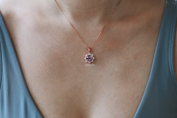 Alexandrite rose gold necklace online