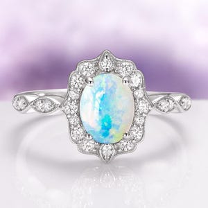 Natural Australian Opal Ring in 925 Sterling Silver- Fire Opal Engagement Ring- Promise Ring October Birthstone Anniversary Gift For Her