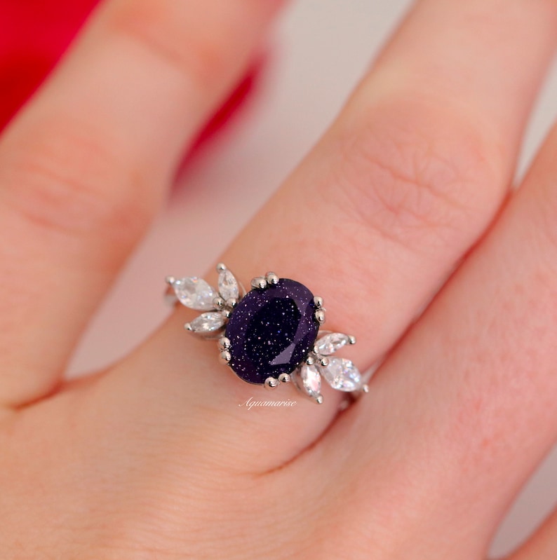 Eva Galaxy Sandstone Ring Blue Sandstone Engagement Ring - Etsy