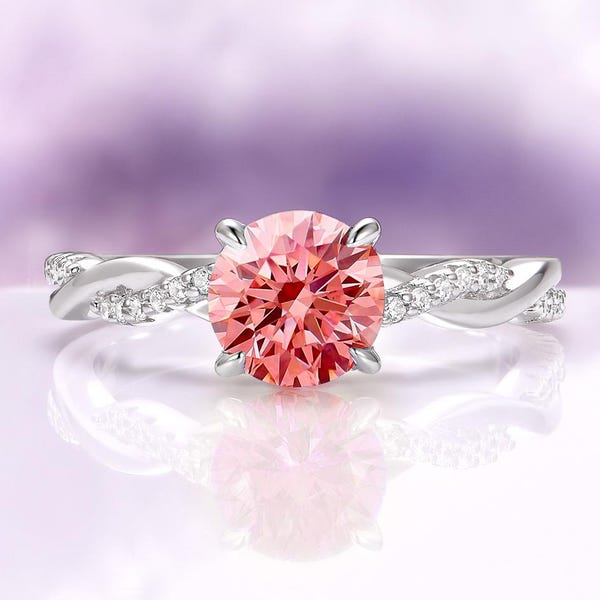 Orange Sapphire Ring in 925 Sterling Silver- Padparadscha Sapphire Engagement or Promise Ring September Birthstone- Anniversary Gift For Her