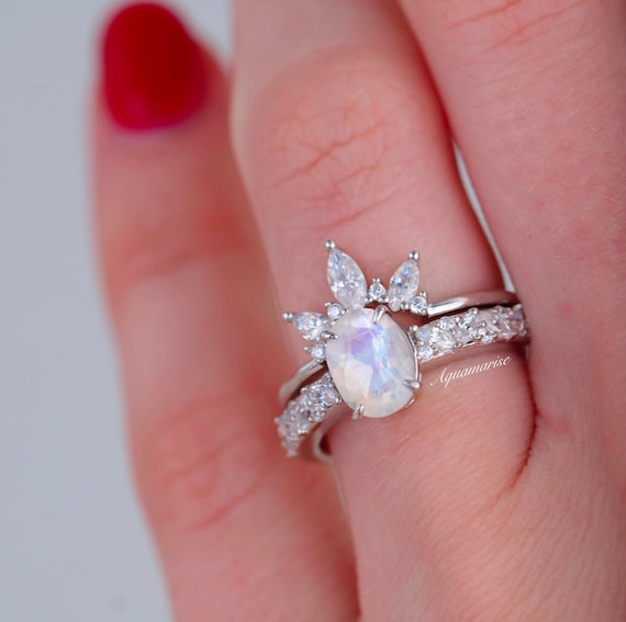 Australian Opal and White Topaz Ring Rhodium on Sterling Silver - Nontarnish Australian Opal and White Topaz Ring Rhodium on Sterling Silver - Nontarnish