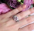 Art Deco Cushion Morganite Ring- Sterling Silver Ring- Vintage Engagement Ring- Promise Ring- Pink Gemstone Anniversary Gift For Her