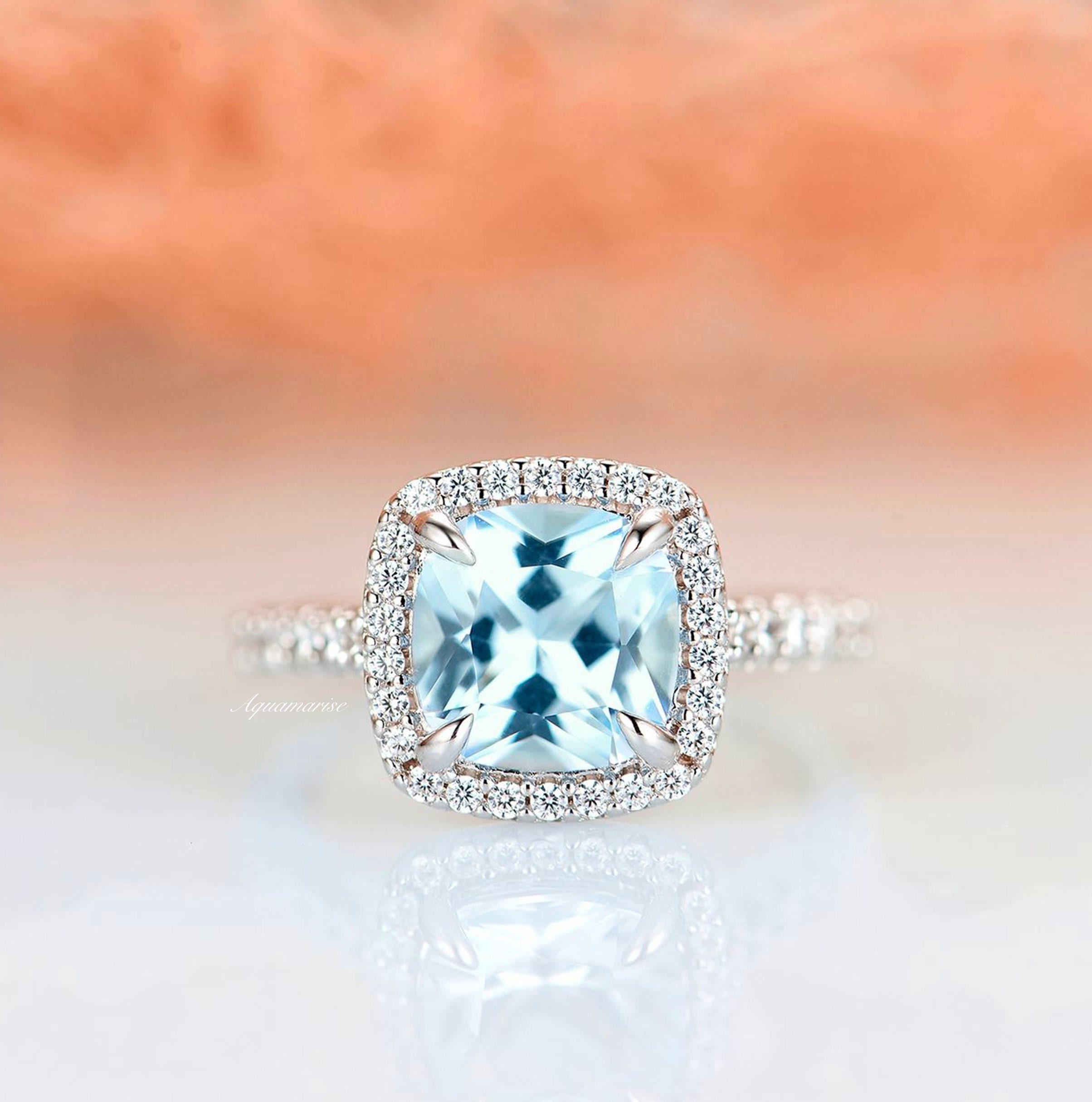 Cushion Cut Engagement Ring Elegant Unique Statement Solid 925 Sterling Silver Cushion Cut Engagement Ring Elegant Unique Statement Solid 925 Sterling Silver