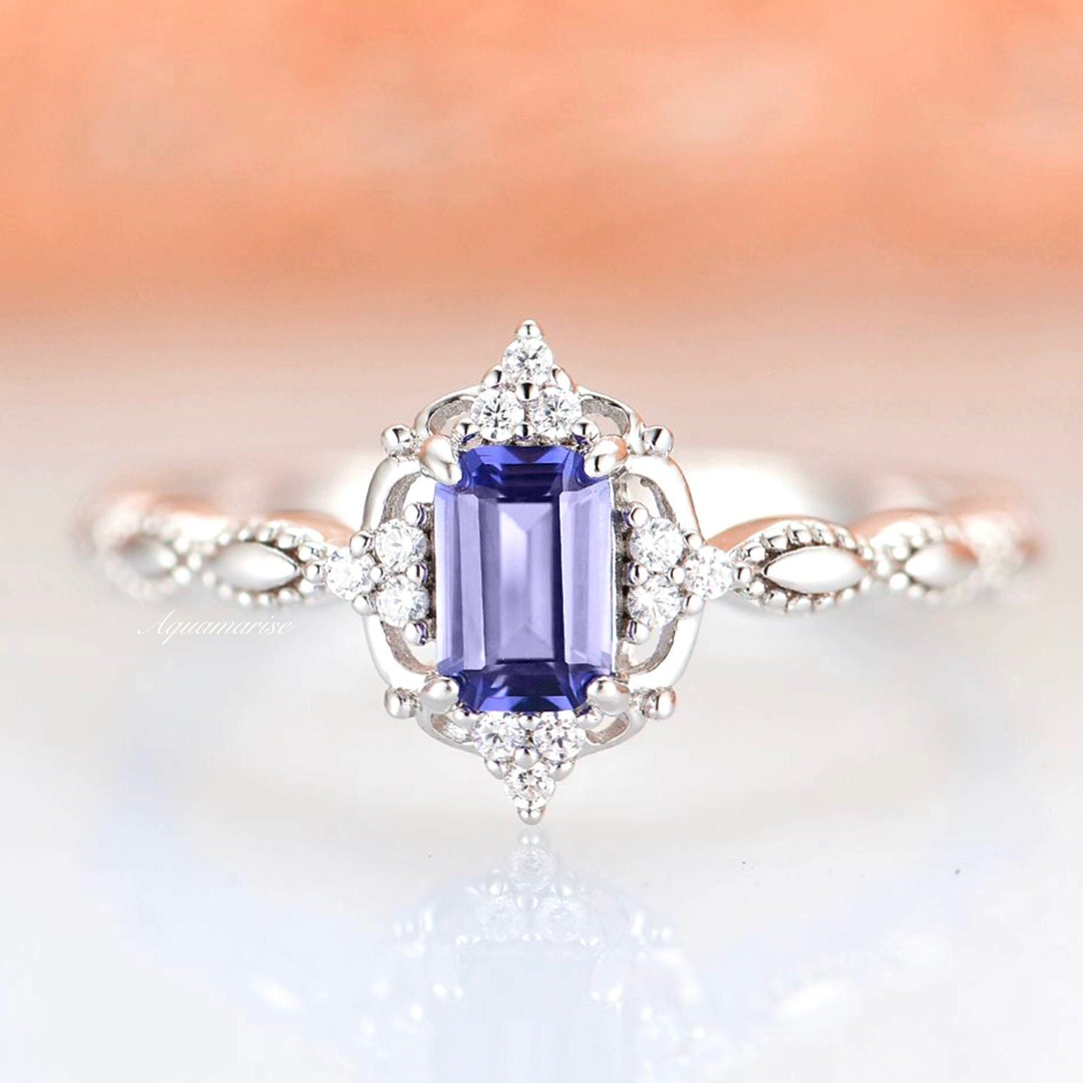 15 day return policy Halo Setting Tanzanite Ring 925 Sterling Silver
