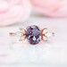 Eva Alexandrite Ring- 14K Rose Gold Vermeil Ring- Engagement Ring Promise Ring Color Changing Stone June Birthstone Anniversary Gift For Her
