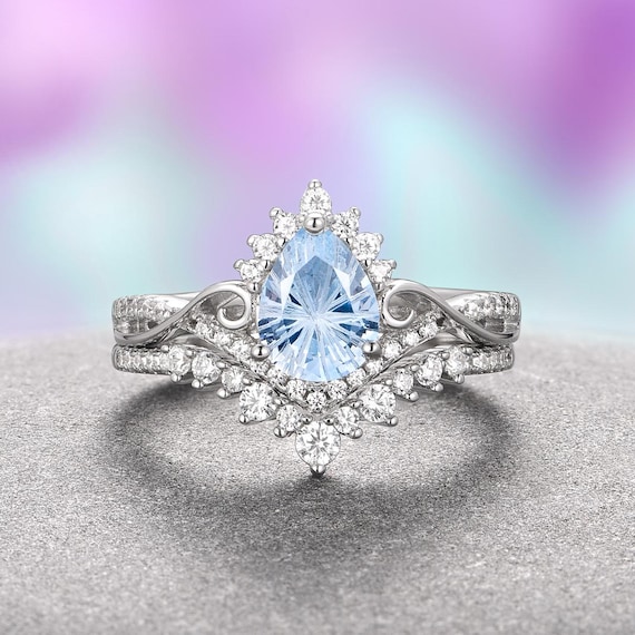 Bague En Zircone Cubique Violette Forme Géométrique - Plaqué Argent Sterling - Taille 54 (T7) - Neuf Avec étiquettes