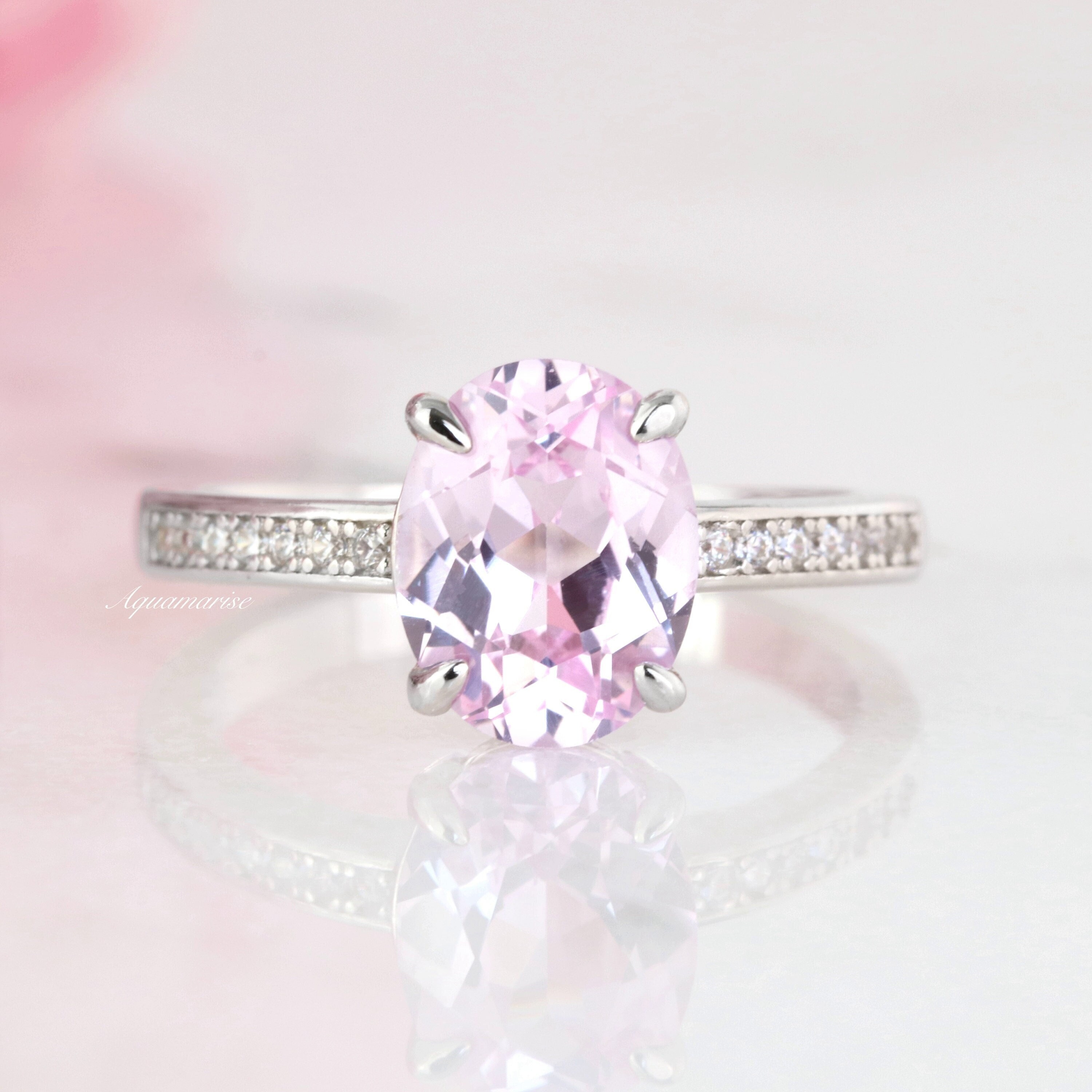 Ava Natural Pink Sapphire Ring Sterling Silver Ring Engagement