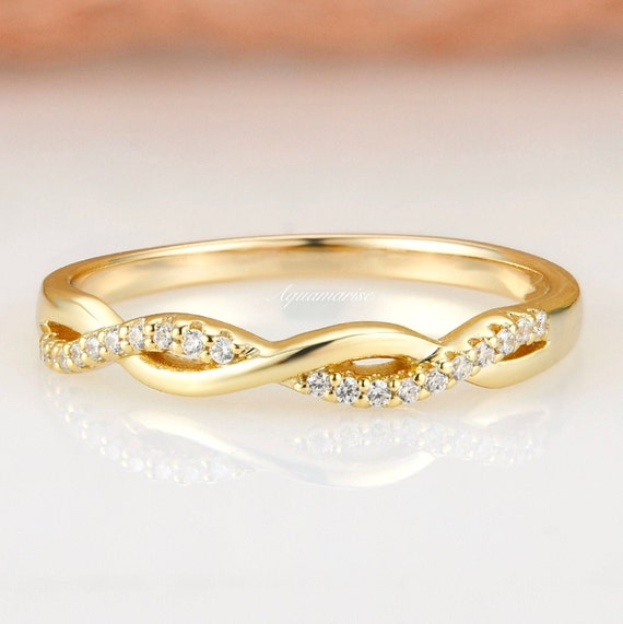 Petite Twisted Vine Diamond Wedding Band 10K 14K 18K Solid - Etsy