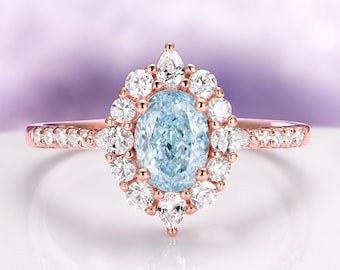 Aquamarine Ring in 14K Rose Gold Vermeil- Unique North Star Engagement- Promise Ring- March Birthstone- Anniversary Birthday Gift For Her