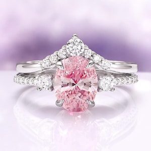 Oval Pink Sapphire Ring Set in 925 Sterling Silver- Lab Grown Sapphire Engagement Ring- Promise Ring- September Birthstone- Gift For Her