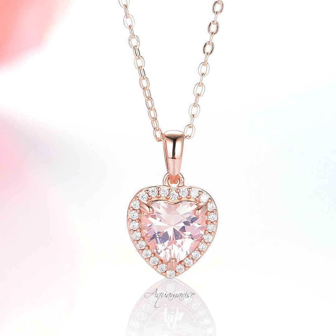 Heart Morganite Necklace 14K Rose Gold Vermeil Necklace-pink - Etsy