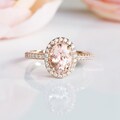 Oval Morganite Ring- 14K Rose Gold Vermeil Engagement Promise Ring bFor Women- Peachy Pink Gemstone Ring- AnniversaryBirthday Gift for Her