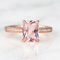 Vintage Morganite Ring- 14K Rose Gold Vermeil Peachy Pink Morganite Engagement Ring- Promise Ring- Anniversary Gift- Birthday Gift For Her