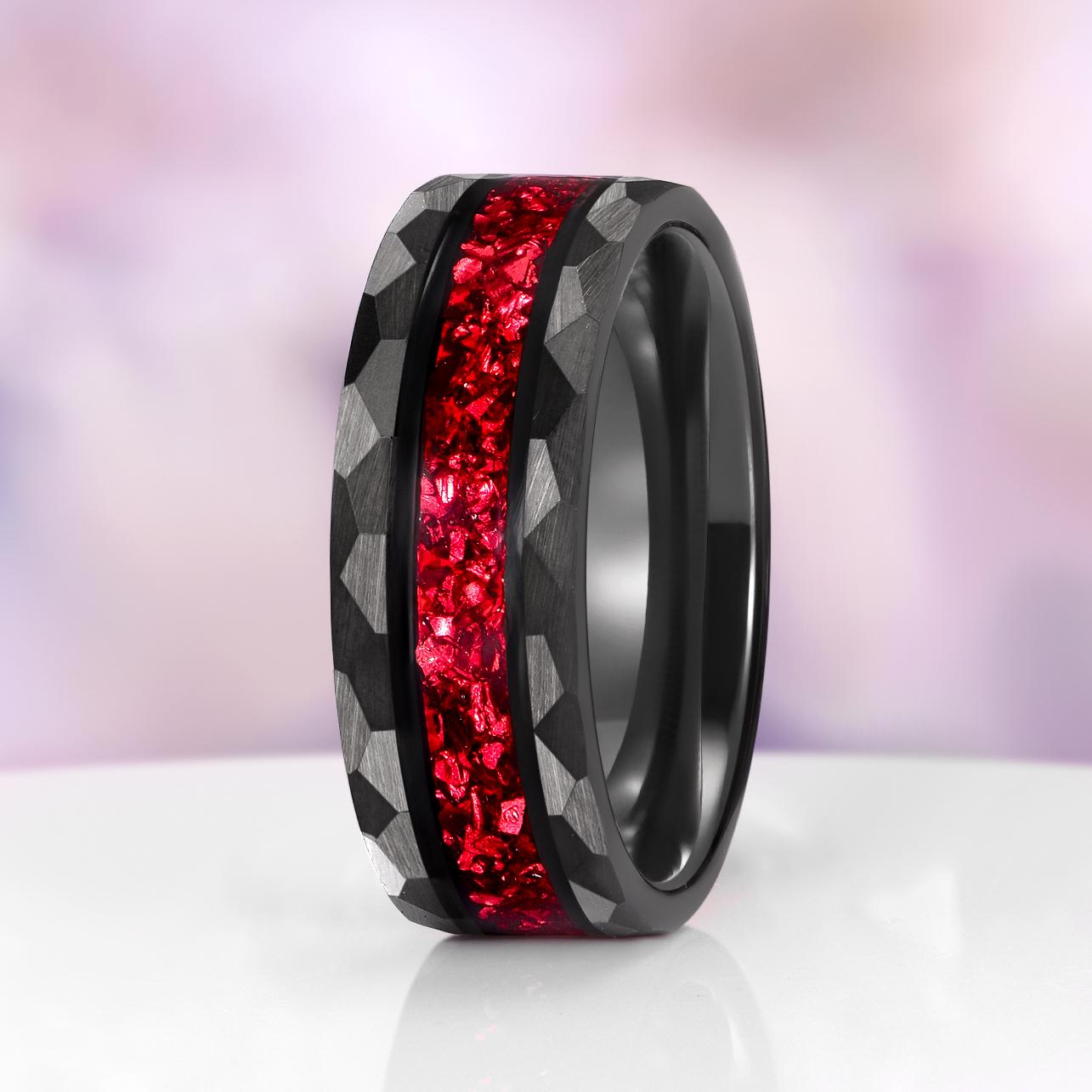 Skye Natural Red Garnet Couples Ring Set- His and Hers Matching