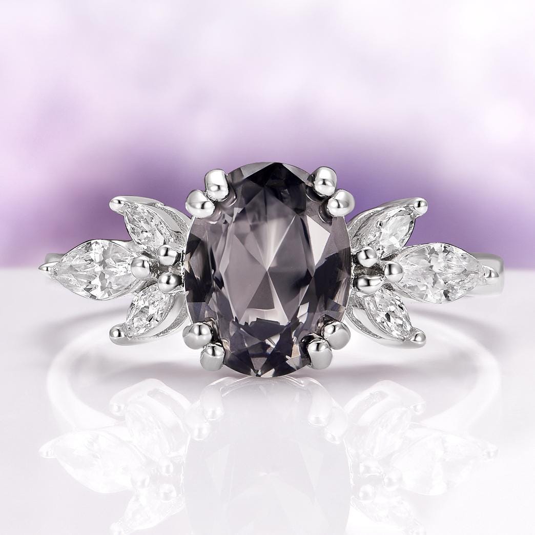 1.4 Carat Natural Oval Garnet Solitaire Ring In 925 Sterling Silver - Size 8