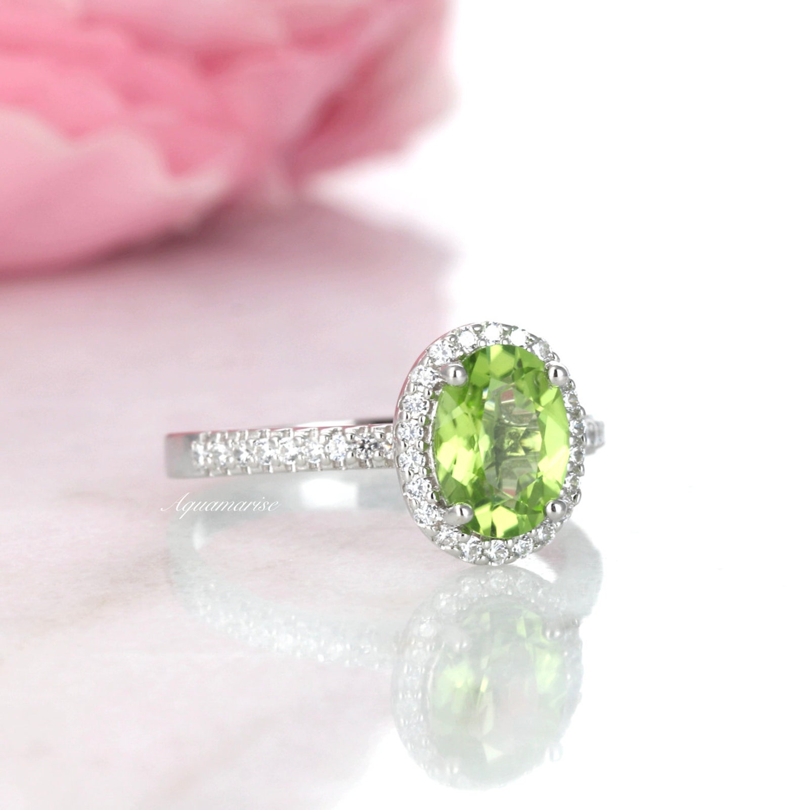 Natural Peridot Ring Sterling Silver Engagement Promise Ring - Etsy