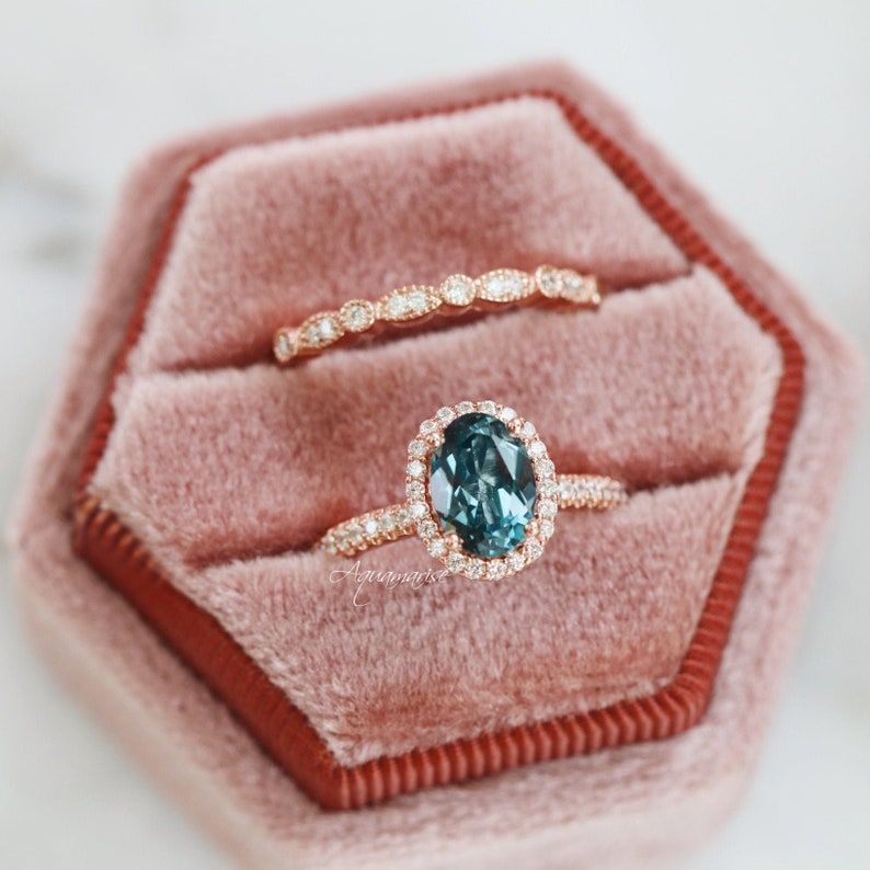 Natural London Blue Topaz Ring- 14K Rose Gold Vermeil Ring- Topaz Engagement Ring Promise Ring- November Birthstone Anniversary Gift For Her 