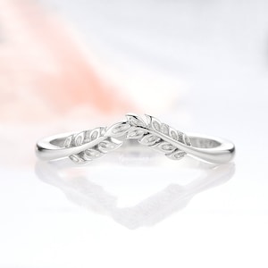 Filigree Leaf Wedding Band For Women- 925 Sterling Silver Curved Wedding Ring Art Deco Matching Stacking Band Vintage Promise Ring For Her