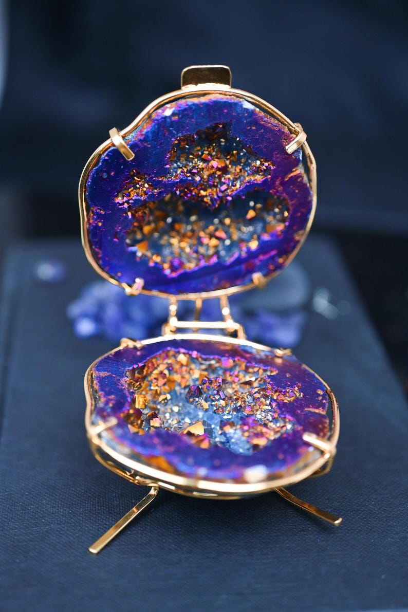 Natural Geode Ring Box for Proposal or Wedding- Raw Crystal Night Court ...