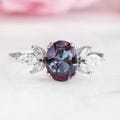 Eva Alexandrite Ring- Sterling Silver Vintage Engagement Ring- Promise Ring - Color Changing Stone June Birthstone- Anniversary Gift For Her