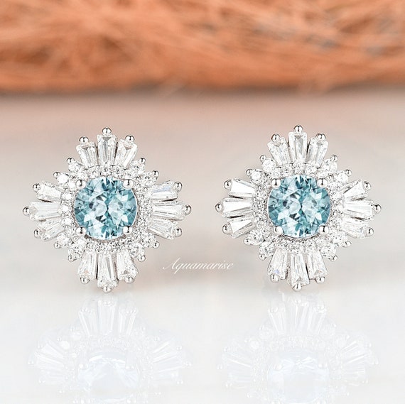 Amazon.com: Yalych Sterling Sliver Women Earrings Vintage Aquamarine  Gemstone Wedding Drop Earrings 925 Jewelry Earrings Stud Set Earrings  (Color : Antique Silver, Size : Mystic Topaz T) : Clothing, Shoes & Jewelry