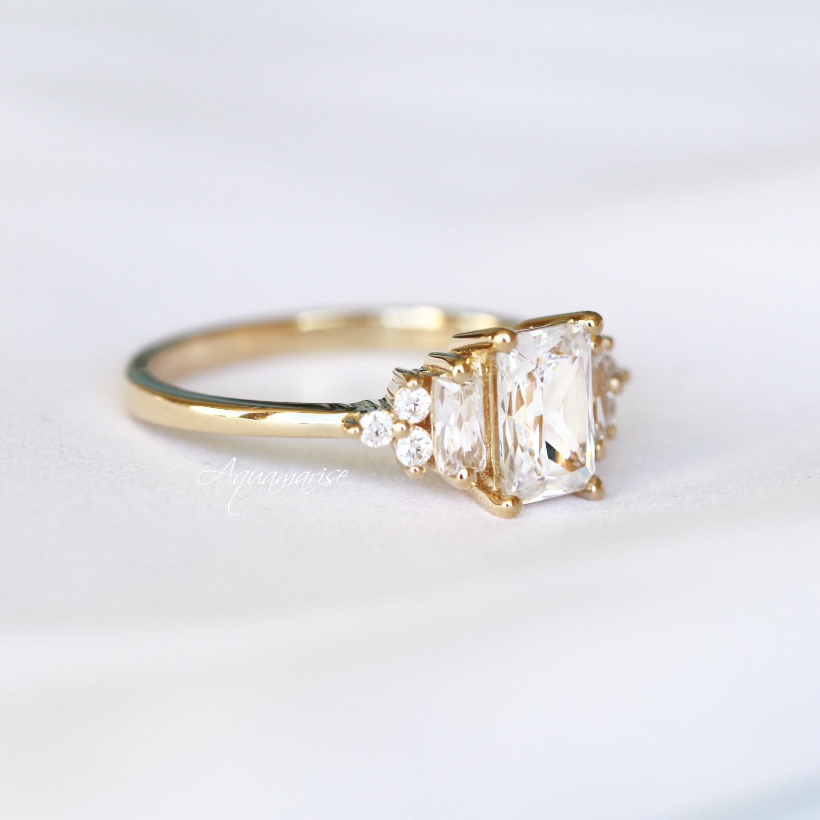 Amelia 14K Solid Gold Diamond Ring Engagement Ring Promise - Etsy