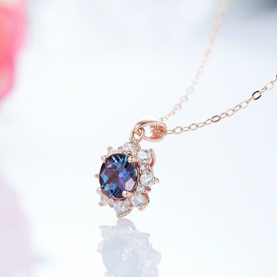 Snowflake Alexandrite Necklace 14K Rose 
