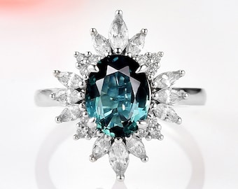 Aurora Natural London Blue Topaz Ring- Topaz Engagement Rings For Women- Sterling Silver Promise Ring November Birthstone Anniversary Rings