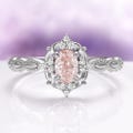 Vintage Oval Morganite Ring – Art Deco Sterling Silver Promise Ring