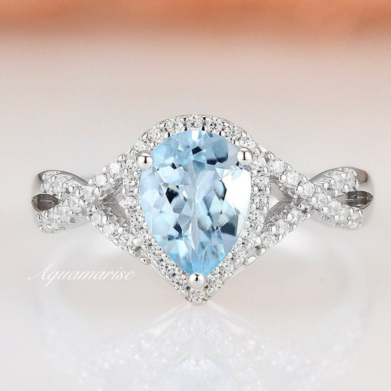 Aquamarine birthstone hotsell engagement rings