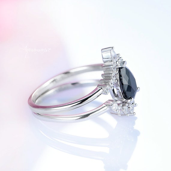 Bridesmaids Gifts Black Spinel Ring 5mm Gemstone Promise Ring Engagement Ring Polished Sterling Silver Ring Black Diamond Alternative