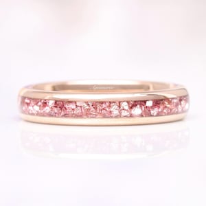 Pink Morganite Ring Rose Gold Tungsten Ring Womens/ Mens Wedding Band- Comfort-Fit Dome Polished- Anniversary Ring- Statement Ring 4mm Ring