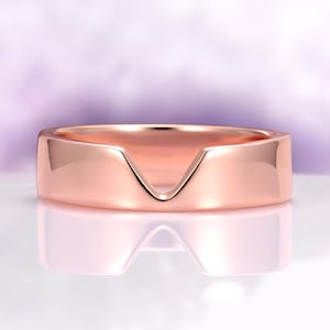 Kite Men’s Wedding Band – 5mm 14K Rose Gold Vermeil Ring- Flat Polished Rose Gold Ring- Unique Kite Design Men’s Band- Engraved Ring for Him