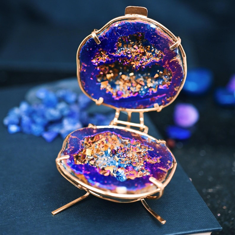 Natural Geode Ring Box for Proposal or Wedding- Raw Crystal Night Court ...