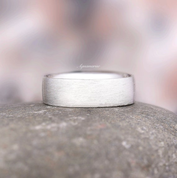Minimalist 925 Sterling Silver Men's Wedding Band- 6mm Brushed