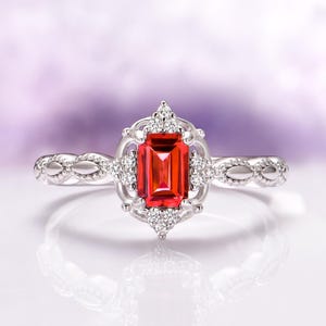 Padparadscha Sapphire Ring in Sterling Silver- Unique Orange Engagement or Promise Ring For Her- September Birthstone Anniversary Gift