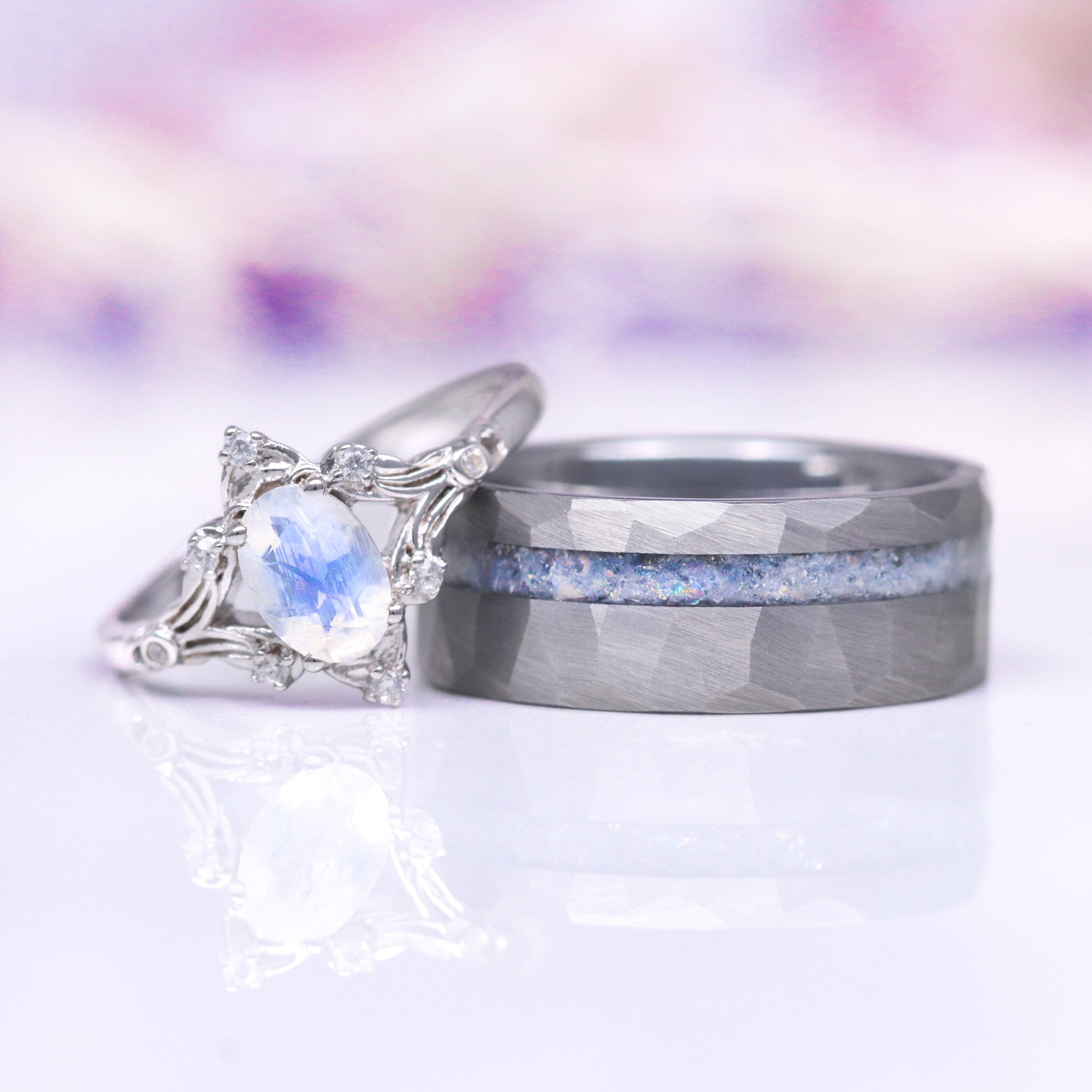 Maeve Moonstone Couples Ring- His and Hers Ring Set- Silver