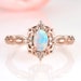 Vintage Natural Opal Ring- 14K Rose Gold Vermeil Rings-  Australian Opal Engagement Rings October Birthstone Jewelry- Birthday Gift For Her 