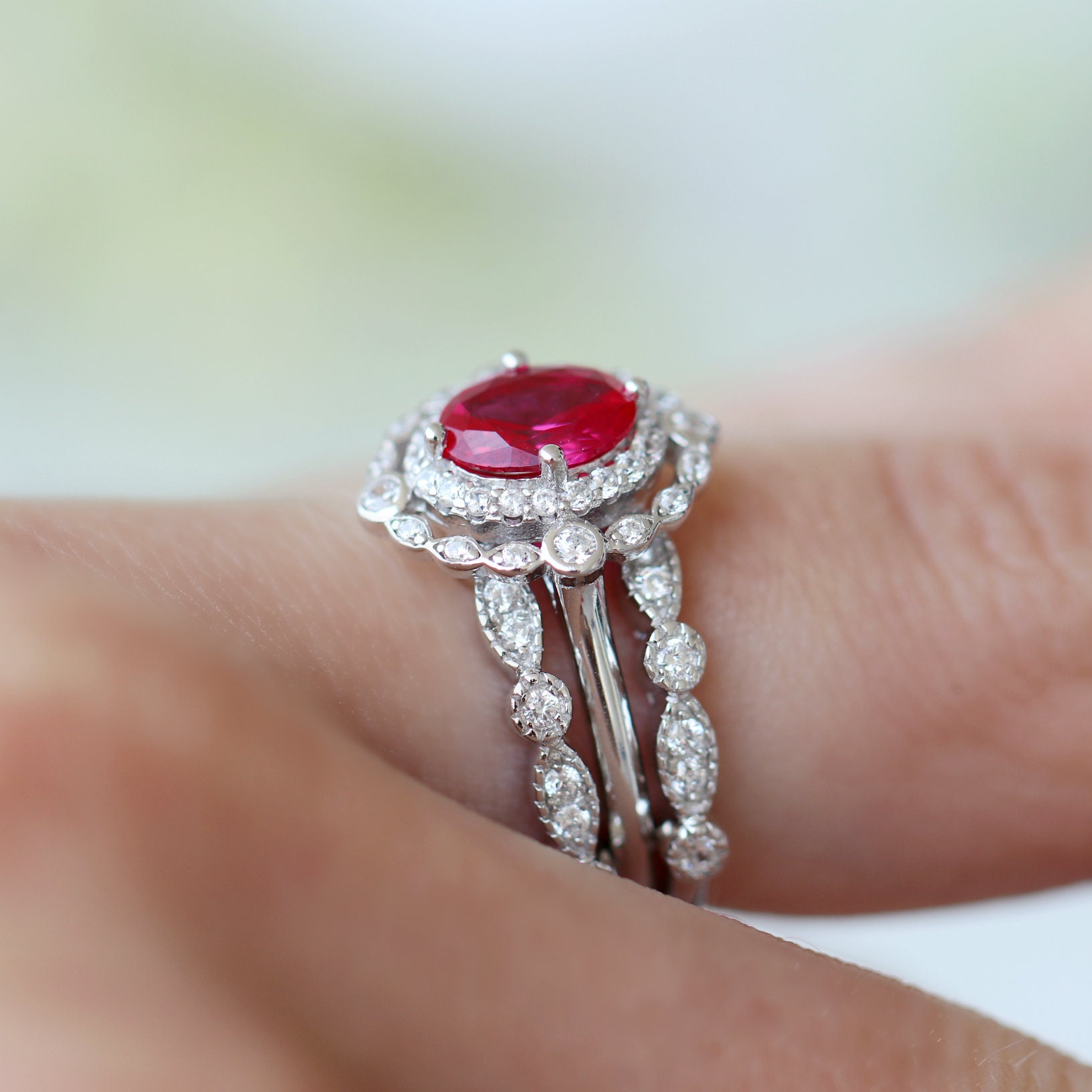 Vintage Ruby Ring 925 Sterling Silver Ring Genuine Ruby - Etsy
